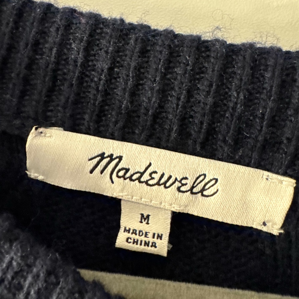 Madewell Dark Blue Ribbed Long Sleeve Dress - Picture 3 of 3